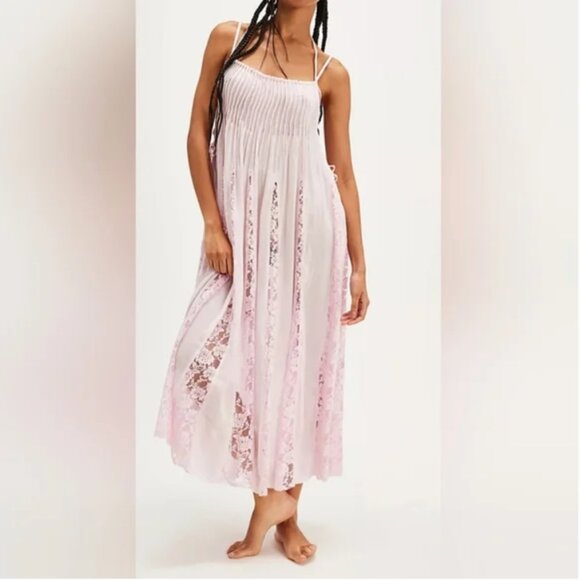 Free People Hailee Maxi Pink Slip Dress size M - Picture 2 of 9